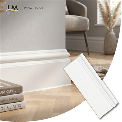 Moderne witte PS-plint, waterdichte decoratieve muurafgietsel, flexibele randlijn voor binnenafwerking